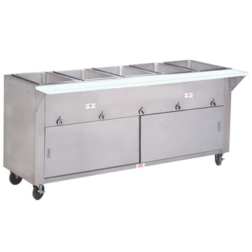 Advance Tabco HF-5E-240 Stainless Steel Steam Table, 77 3/4" Wide, 208/240V - Hot Food Enclosed Base Sliding Doors
