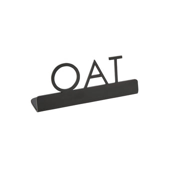 American Metalcraft Stainless Steel Sign, 3/4" Wide, Black - 3" 1/4" Stainless Steel "Oat"