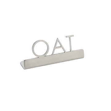 American Metalcraft Stainless Steel Sign, 3/4" Wide, Silver - 3" 1/4" "Oat"