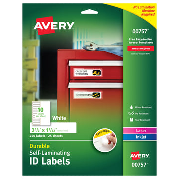 Avery 00757 Label, 1 1/32" x 3 1/2", White, 250/Pack - Default Title