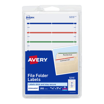 Avery File Folder Label, 11/16" x 3 7/16", 252/Pack - Assorted