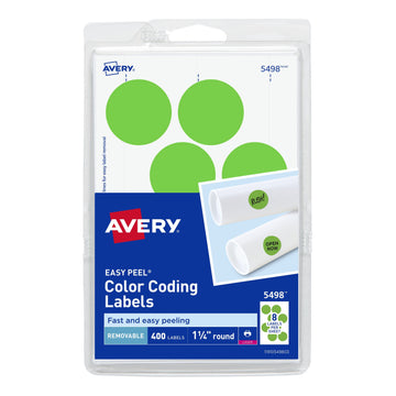Avery 05498 Label, 1 1/4" Wide, Green, 400/Pack - Default Title