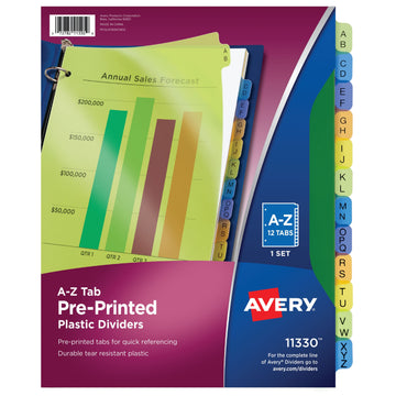 Avery Plastic Divider, 8 1/2" x 11", Assorted - A-Z
