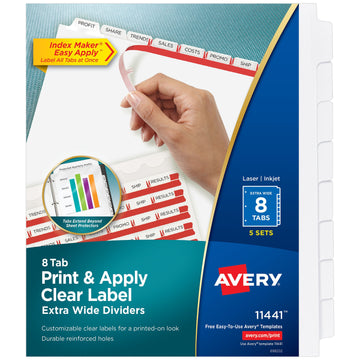 Avery 11441 Divider, 9 1/4" x 11 1/4", White, 5/Pack - Default Title