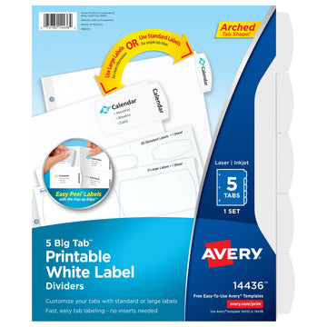 Avery Paper Label Divider Set, Letter, White - 1/Set