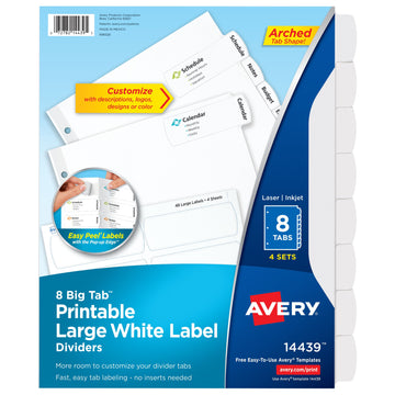 Avery Paper Label Divider Set, Letter, White - 4/Pack
