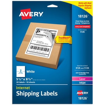 Avery 18126 Label, 5 1/2" x 8 1/2", White, 20/Pack - Default Title
