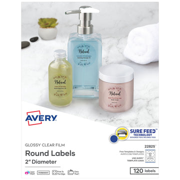 Avery 22825 Label, 2" Diameter, Clear, 120/Pack - Default Title