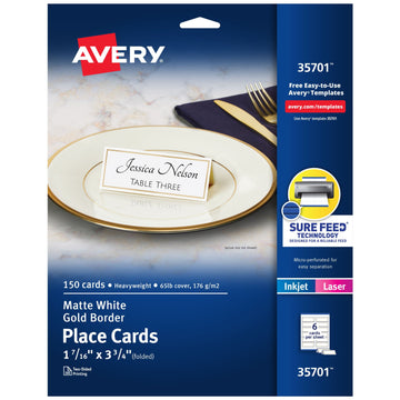 Avery 35701 Cardstock Card, 1 7/16" x 3 3/4", White, 150/Pack - Default Title