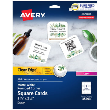Avery 35703 Paper Card, 2 1/2" x 2 1/2", White, 180/Pack - Default Title