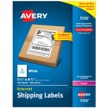 Avery 5126 Label, 5 1/2" x 8 1/2", White, 200/Box - Default Title