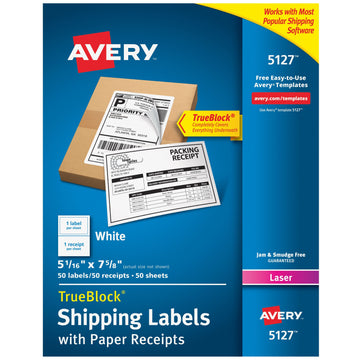 Avery 5127 Paper Label, 5 1/16" x 7 5/8", White, 50/Pack - Default Title