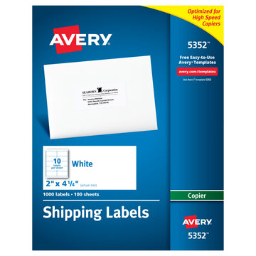 Avery 5352 Paper Label, 2" x 4 1/4", White, 1,000/Box - Default Title