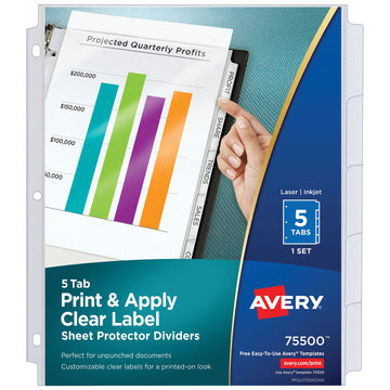 Avery Self-Adhesive Divider, Letter, Clear - 5-Tab
