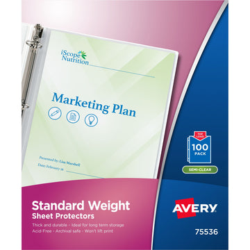 Avery 75536 Polypropylene Sheet Protector, Letter, Translucent, 100/Box - Default Title
