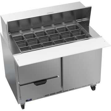 Beverage-Air SPED48HC-18M Sandwich Prep Table, 48" Wide, 115V - 1 Door 2 18 1/6 Size Food Pans