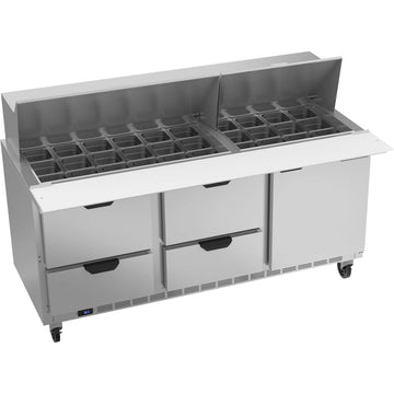 Beverage-Air SPED72HC-30M Sandwich Prep Table, 72" Wide, 115V - 1 Door 4 30 1/6 Size Pans