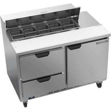 Beverage-Air SPED48HC Sandwich Prep Table, 48" Wide, 115V - 1 Door 2 10 1/6 Size Pans
