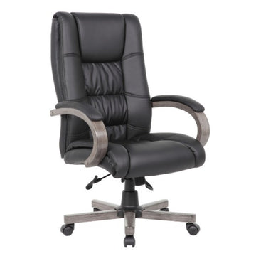 Boss B8991 Chair, 27" Wide, Black - Cherry Wood