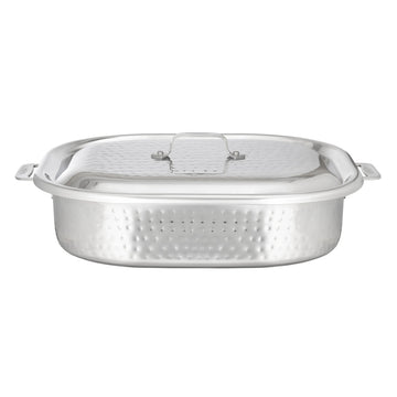 Bon Chef Stainless Steel Oven, 7 qt. - Cucina Hammered Finish Stainless Steel Handles 15" x 11" x 4"