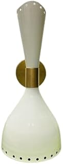 Merco Enterprises Mid-Century Modern 1-Light Diabolo Wall Sconce – White & Polish Brass Finish – Indoor Accent Lighting for Living Room, Bedroom, or Hallway – Stylish Retro Wall Lamp