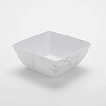 American Metalcraft MWMSQ9 Melamine Matte Square Bowl, White Marble, 127-Ounces