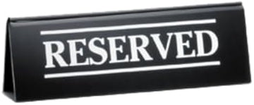 TableCraft 2060A Table Tent, Imprinted "Reserved", 6" x 1-1/4" x 2", Acrylic