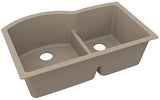 Elkay Quartz Luxe 33" x 22" x 10" Double Bowl Undermount Sink with Aqua Divide, Sandstone