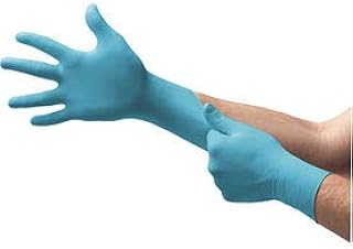 Ansell 565716 Small Blue 9 1/2'' TNT Blue 5 mil Nitrile Ambidextrous Powder-Free Disposable Gloves with Textured Finger Tip Finish and Rolled Beaded Cuff (1/BX)