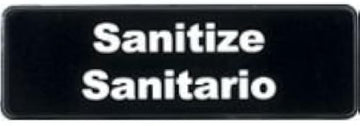 Tablecraft Sanitize/Sanitario Sign - English/Spanish, 3 x 9 inch - 1 Each.