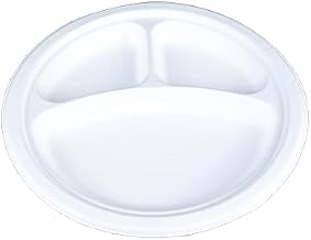 Southern Champion Tray 18136NPF 10" Plate, 3 Compartment, 3 Dividers, White, Champware, Sturdy and Durable, Disposable (Case of 500)