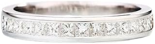 Channel Set Half Eternity Band 0.7ct Princess Cut Moissanite White Gold Plated