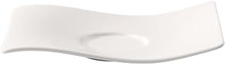 Villeroy & Boch NewWave Collection Tea Cup Saucer, Premium Porcelain, Made in Germany, Dishwasher and Microwave Safe, 7 x 6 in, Rich, Creamy White | Creamy white German porcelain saucer, curved wave design, dishwasher and microwave safe, elegant for the coffee table