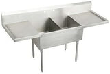 Elkay WNSF8230LR0 Commercial 78" x 27-1/2" Floor Mount Double Compartment Scullery Sink with Drainboard