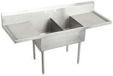 Elkay WNSF8236LR4 Commercial 84" x 27-1/2" Floor Mount Double Compartment Scullery Sink with Drainboard