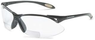 UVXA962 Uvex Safety Glasses, Bi-Focal Readers, +2.50, Sporty Black Frame, Wraparound TSR Gray Hardcoat Lens