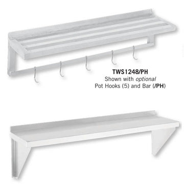 Channel Manufacturing Inc. Aluminum Wall Shelf, 12" Wide, Silver - 48"