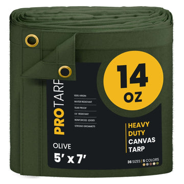 ProTarp PT-303 Canvas Tarp, Green - 5' x 7'