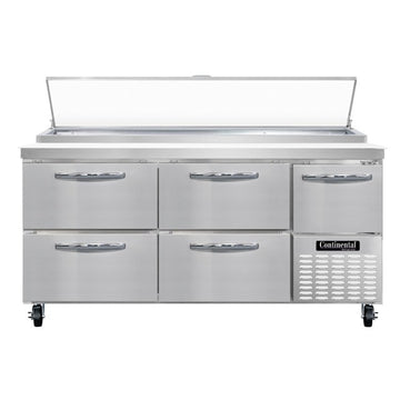 Continental Refrigerator PA68N-D Pizza Prep Table, 22 cu. ft., 115V - Default Title