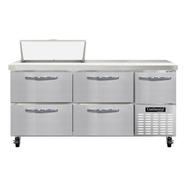 Continental Refrigerator RA68N-8 Sandwich Prep Table, 22 cu. ft., 115V - 1 Door