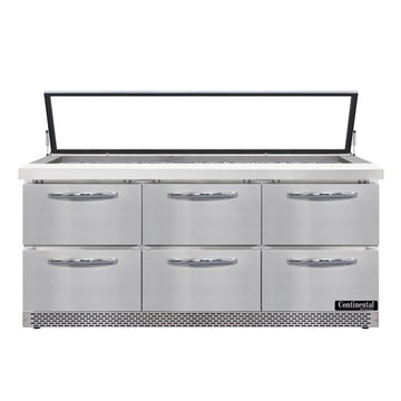Continental Refrigerator SW72N30M-HGL Sandwich Prep Table, 20.6 cu. ft., 115V - 3 Door