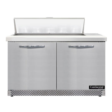 Continental Refrigerator Sandwich Prep Table, 13.4 cu. ft., Silver - 2 Door