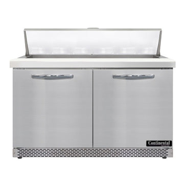 Continental Refrigerator Sandwich Prep Table, 13.4 cu. ft., Silver - 2 Door
