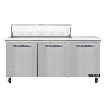 Continental Refrigerator SW72-N-12C Sandwich Prep Table, 20.6 cu. ft., 115V - 3 Door