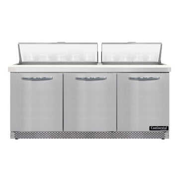 Continental Refrigerator Sandwich Prep Table, 20.6 cu. ft., Silver - 3 Door