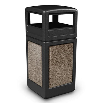 Commercial Zone StoneTec Plastic Decorative Trash Can, 42 gal. - Black