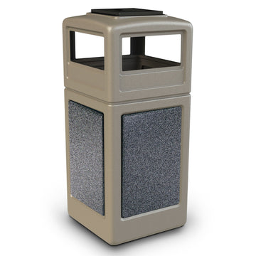 Commercial Zone StoneTec Heavy Duty Plastic Trash Can, 42 gal. - Beige Gray