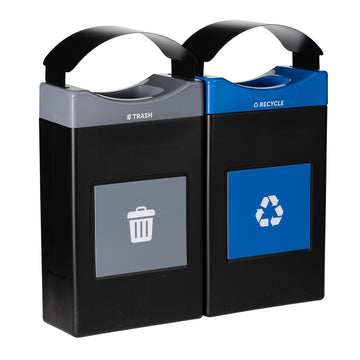 Commercial Zone Avante Recycling Bin, 48 7/8" High - Black Blue Gray