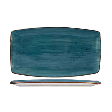 Tuxton TuxTrendz Artisan Geode China Plate, 14" Long, 12/Case - Blue