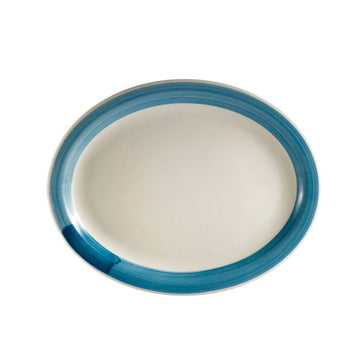 CAC China R-13NR-BLU Rainbow Stoneware Platter, 9" x 11 1/2", 12/Case - Default Title